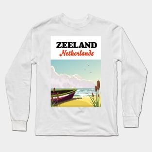 Zeeland Netherlands Rowing boat travel poster Long Sleeve T-Shirt